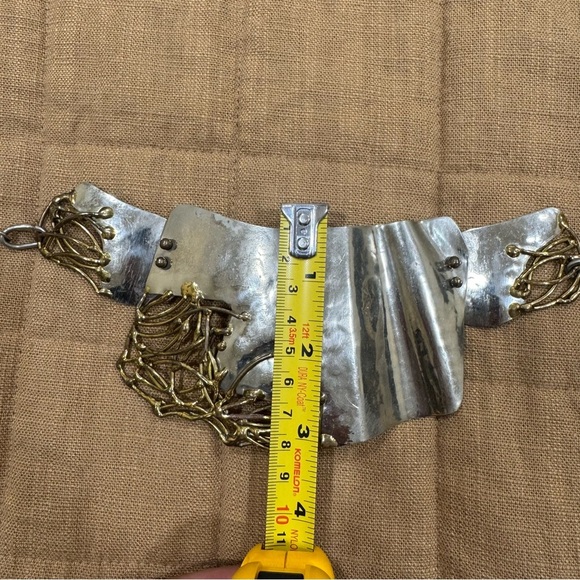 Vintage Joseph Boris Hammered Modernist  Brutalist Two Tone Belt or Necklace - Picture 6 of 6